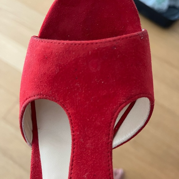 Gently used Jimmy Choo Red Suede T strap heels - Picture 10 of 15